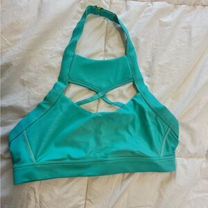 The Chestee Turquoise Halter Sports Bra
